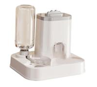 MotiveTech Distributeur Automatique Nourriture Eau Animal Distributeur Double Bol Séparé Approvisionnement en Eau et Croquettes Automatique Base Antiglisse Matér, Gris