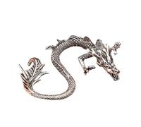 MotiveTech Dragon Petite Statue Sculpture Dragon Métal Ornement Animal Miniature Décoration Bibliothèque Art Pièce Collection Antiquité Adaptée pour Collection D, Argent