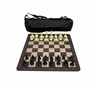 MotiveTech Échiquier Enroulable Imitation Bois Pliable Ensemble D'échecs en Plastique Léger Tapis D'échecs Enroulable pour Débutants, Écoliers, Extérieur, Sac Board Pieces