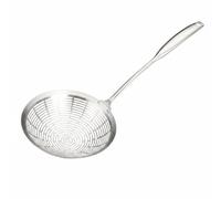 MotiveTech Écumoire en Acier Inoxydable 304 Passoire Louche Cuillère Skimmer avec Poignée Longue Monobloc Brossée pour Égoutter Nouilles Raviolis Friture Service, Grand 18cm