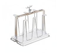 MotiveTech Égouttoir de Cuisine Porte Tasses Arbre, Support De Tasse Argenté Galvanisé + Plateau en Plastique Blanc avec Manchon en Silicone