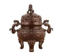 MotiveTech Encensoir Chinois Apaisant, Encensoir Cvercle, Stable, Brûle-Parfum, pr, Collectionneurs, Brun, 24.5CM