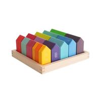 MotiveTech Enfants Blocs de Construction Jouets Éducatifs Empilables Quartier Miniature à Construire Détails Imprimés Fenêtres avec Plateau pour Jeu Libre