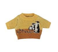 MotiveTech Ensemble Bonnet Écharpe Poupée Tricoté Bonnet pour Poupée Doux et Chaud Miniature Chapeau en Laine pour Décoration Saisonnière , Pull Pingouin Jaune