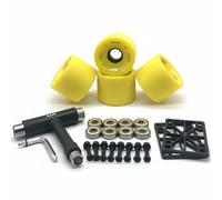 MotiveTech Ensemble Roues de Skateboard Longboard Pack Roues Roulements Quincaillerie Outils en Polyuréthane pour Confort Constant Réponse Vive Longévité Adapté, Jaune