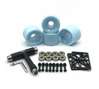 MotiveTech Ensemble Roues de Skateboard Longboard Pack Roues Roulements Quincaillerie Outils en Polyuréthane pour Confort Constant Réponse Vive Longévité Adapté, Bleu Clair