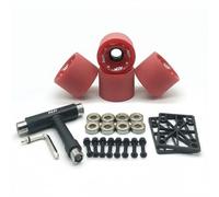 MotiveTech Ensemble Roues de Skateboard Longboard Pack Roues Roulements Quincaillerie Outils en Polyuréthane pour Confort Constant Réponse Vive Longévité Adapté, Rouge