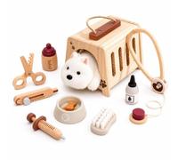 MotiveTech Ensemble Vétérinaire Enfant Peluche Jeu D'imitation Éducatif Cabinet Vétérinaire Bois pour Jeux Rôle
