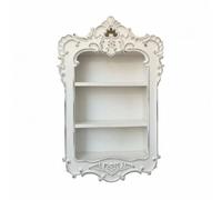 MotiveTech Étagère Murale Décorative Présentoir Décoratif Niche Frontale Ouverte Trois Plateaux Cadre Bois Finition Vieillie Adaptée à Entrée Chambre Salon, Blanc Rétro
