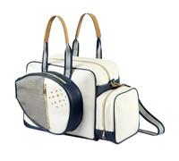 MotiveTech Étui de Raquette de Pickleball Sac Athlétique Cuir Double Poignée Rembourrée Bandoulière Amovible Poche Avant pour Pagaies Aération Filet Organisation