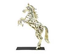MotiveTech Figurine Cheval Décorative Statue Sculpture Ornement Métal Gildé Finition Électroplaquée Cadre Aéré Moderne Texture Artistique Convient à Bureau Salon, D, Cheval Cabré, 24x10x33cm