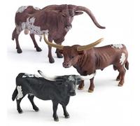 MotiveTech Figurine Taureau de Ferme Modèle Taureau Animal de Ranch Bovin Détails Soignés des Cornes et de la Robe PVC et Sûr Éveil à l'Histoire des Adaptée aux