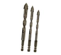 MotiveTech Foret Polyvalent à Quatre Cannelures Excentriques avec Pointe En Carbure et Tige Hexagonale, 3 PiÈces