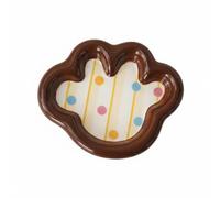 MotiveTech Gamelle Chat Bol Chat Écuelle Chat Assiette Chat en Céramique Forme Plate Accès Facile à Eau et Repas Surface Lisse Nettoyage Aisé Base Large Limite, Assiette Patte À Pois