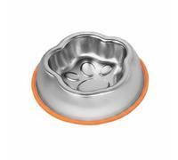 MotiveTech Gamelle Industrielle Bol pour Animaux Bol INOX Gamelle avec Bague Silicone Antiglisse en Acier 304 et Relief Central pour Prolonger sans Éclaboussures, Orange, Bac Simple