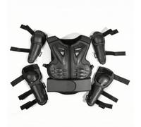 MotiveTech Gilet Protection avec Coudières et Genouillères Anti-Tombée Plastron avec Couvercles Membres Ajustable Équipement pour Enfants, Vélo , Noir