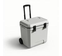 MotiveTech Glacière à roulettes Robuste Glacière à roulettes Isolée Refroidisseur avec Poignée Télescopique pour Campeurs, Familles, Pique-Nique, Gris Blanc Boucle Noire, 24QT+Trolley avec Roues