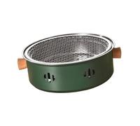 MotiveTech Grill Réchaud Barbecue Acier Inoxydable pour Théière Transportable Convient Foyer Plancher Camping Sortie Jardin Diamètre, Main en Bois Verte
