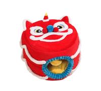 MotiveTech 'intérieur pour Chat, Lit Grotte en Peluche Amusant et Confortable avec Coussin Amovible et Motif de Danse du Lion Chinois pour