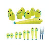 MotiveTech Jeu de Pêche Interactif Stimulant la Motricité Fine Jeu Classique Jouet Rétractable Jouet Collectif Adapté aux Enfants Adultes Usage à la Maison Classe, Vert, Emballé 8F 2R