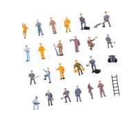 MotiveTech Kit de Construction de 25 Figurines D'ouvriers à L'échelle 1:87, Personnages et éléments Architecturaux pour Jardins Féeriques, Accessoires Ph