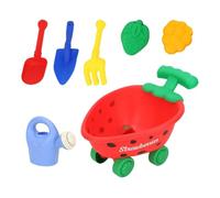 MotiveTech Kit de construction de châteaux de sable pour enfants, chariot et outils pour jardin, Rouge