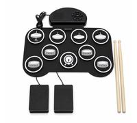 MotiveTech Kit Percussion Électronique avec Pédales Numérique Pad D'entraînement Kit Percussion Multifonctionnel pour Appartement, Version Anglaise