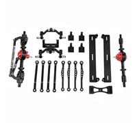 MotiveTech Kit Ponts Avant et Arrière Résistant Ensemble Pièces Rouge Métallique RC Réglable Châssis Métallique RC pour Réparation, Noir