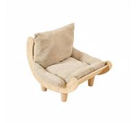 MotiveTech Lit Griffoir pour Chat Surface Coussin Moelleux Bois et Corde Forme Courbée pour Gratter et Se Reposer Convient pour Cadeaux Maison Salon Chambre, Beige