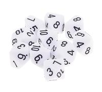 MotiveTech Lot de 10 Dés D10 en Acrylique pour Jeux de Hasard, Blanc