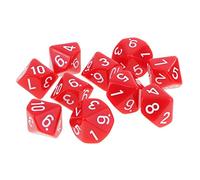 MotiveTech Lot de 10 Dés D10 en Acrylique pour Jeux de Hasard, Rouge
