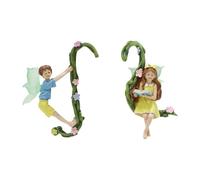 MotiveTech Lot de 2 Figurines Miniatures de Fées En Résine, Représentant Des Volants, avec Ailes Lumineuses, Idéales pour Décorer Un Pot de Fleurs Ou Un Bo