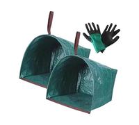 MotiveTech Lot de 2 sacs à déchets de jardin portables avec gants pour ramasser les feuilles en plein air, 200 L, 76 cm x 56 cm x 43 cm
