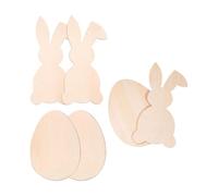 MotiveTech Lot de 6 Décorations de Pâques En Bois (lapin et œuf) à Découper Soi-même. Idéal pour La Décoration de Pâques à La Maison.
