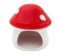 MotiveTech Maison en Céramique pour Hamster, en Forme de Champignon, Design Cartoon pour Petits Animaux, Idéale pour Les Hamsters Nains, Les Souris, Les E, Rouge