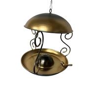 MotiveTech Mangeoire à Oiseaux Extérieure Distributeur de Nourriture et Bain d'oiseaux Plateau Suspendu en Métal pour Attirer Les Mésanges Au Jardin, Bronze