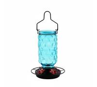 MotiveTech Mangeoire à Oiseaux-Mouches Suspendue en Verre Idée Cadeau Mangeoire à Oiseaux-Mouches en Verre Distributeur de Nectar Décoratif pour Patio, Bleu Ciel