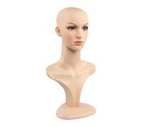 MotiveTech Mannequin Tête Réaliste Buste Femme Support Perruque avec Épaules Maquillage Finition Soignée Polyéthylène Résistant Adapté à La Présentation Accessoi, Style A
