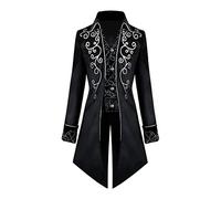 MotiveTech Médieval Manteau Queue de Pie Veste Victorienne Gothique Trench Polyester Adapté à Cosplay Bal Aristocratique Fête Nocturne, Noir, XL