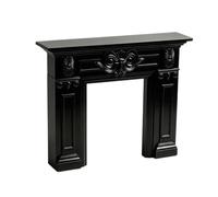 MotiveTech Mini Cheminée Miniature Manteau de Cheminée Décor Maquette Ornement Relief Ornemental Corniche Plate Centre Ajouré Adaptée aux Pièces Miniatures, Noir
