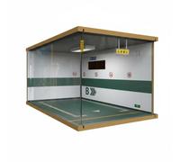 MotiveTech Mini Garage Vitrine Miniature Voiture Présentoir Maquette Boîte avec Cadre Bois et Panneaux Acryliques Éclairage LED, Modèle De Garage B Vert, Orientation Droite
