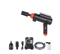 MotiveTech Mini Nettoyeur Haute Pression Portable Auto-Amorçant Lance Lavage Voiture sans Fil Multifonction pour Camping, Garage, 18 V, Coffret en Plastique, Noir Et Orange
