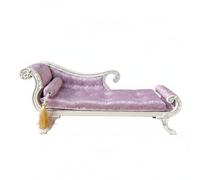 MotiveTech Miniature Canapé Maison de Poupée Fauteuil Longuette Accessoire Mobilier Décoration Style Ancien en Bois et Textile Adapté Collectionneurs Décors Historiques Scénographie, Violet