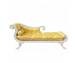 MotiveTech Miniature Canapé Maison de Poupée Fauteuil Longuette Accessoire Mobilier Décoration Style Ancien en Bois et Textile Adapté Collectionneurs Décors Historiques Scénographie, Jaune