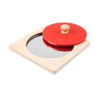 MotiveTech Miroir d'apprentissage pour Enfants Panneau Tableau Panneau Sensoriel Jeu Éducatif avec Base Stable et Miroir Encastré Adapté aux Bébés Temps Calme Activités à Domicile, Rouge