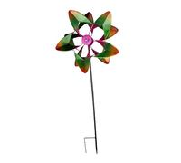 MotiveTech Moulin à Vent en Métal, 360 Degrés, Coloré, avec Poteau, Sculpture éolienne, Décoration de Pelouse pour Balcon, Terrasse, Jardin, Style B
