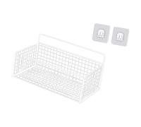 MotiveTech Panier de Rangement Mural Suspendu En Fil D'acier Robuste, Idéal pour Les Fruits, Les Légumes et Les En-cas. Convient pour La Salle de Bain et La , M blanc avec autocollant