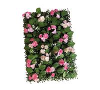 MotiveTech Panneau de Fleurs Murales Panneau Végétal Artificiel à Fleurs Mur Fleuri Synthétique Panneau Arrière-plan Panneau Décoratif Herbe Artificiel, Rose