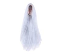 MotiveTech Perruque Cheveux Longs Lisses pour Poupée 1/6 Mèche Capillaire Réaliste pour Accessoire de Tête Féminine 12 Pouces Adaptée pour Réparation et Création, Argent, comme décrit