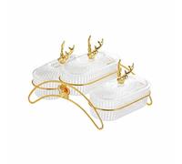 MotiveTech Plat à Fruits Secs avec Couvercles Décoratifs Design Décoratif Plateau Amuse-Gueule à Compartiments Poignées Décoratives pour Hôtels, Fêtes, Salon, Transparent, 3 Compartiments